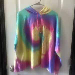 Womens multi color Disneyland hooded long sleeve shirt.